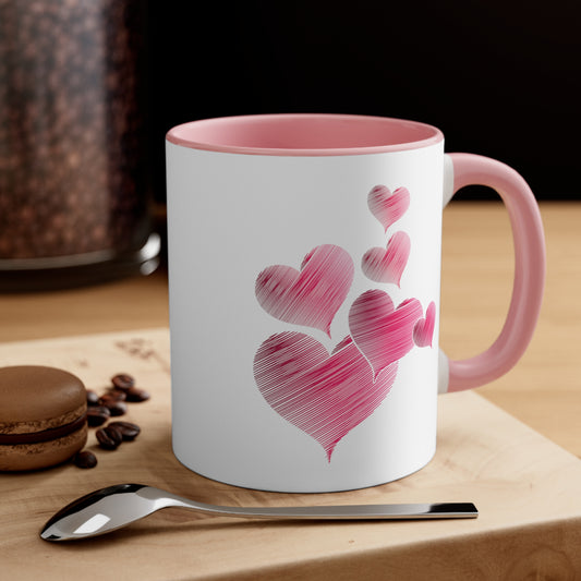 Floating Hearts Accent Coffee Mug (11oz)