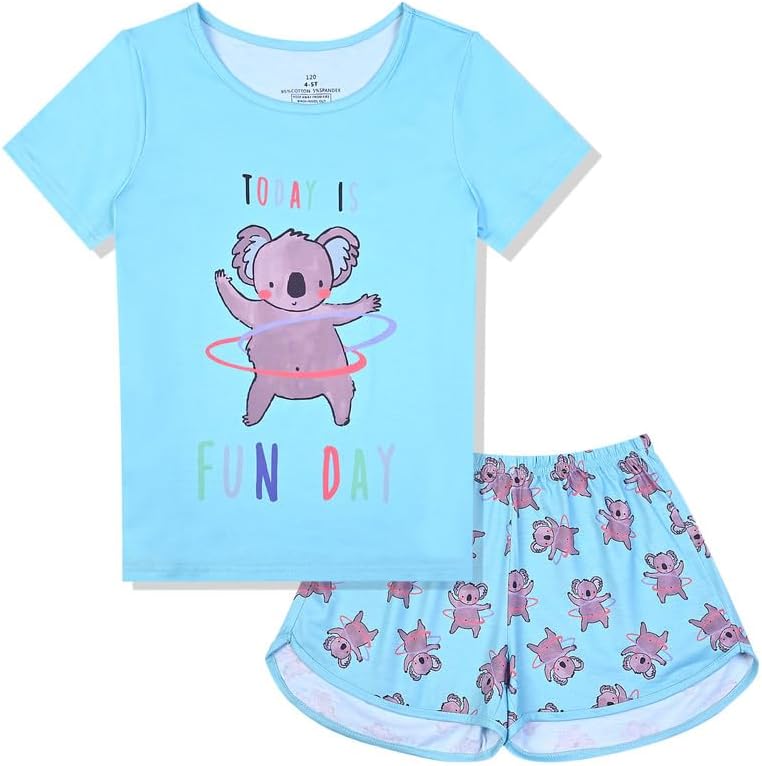 Girls Short-Sleeved Two-Piece Pajamas Set