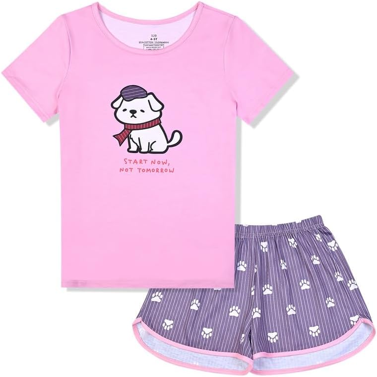 Girls Short-Sleeved Two-Piece Pajamas Set