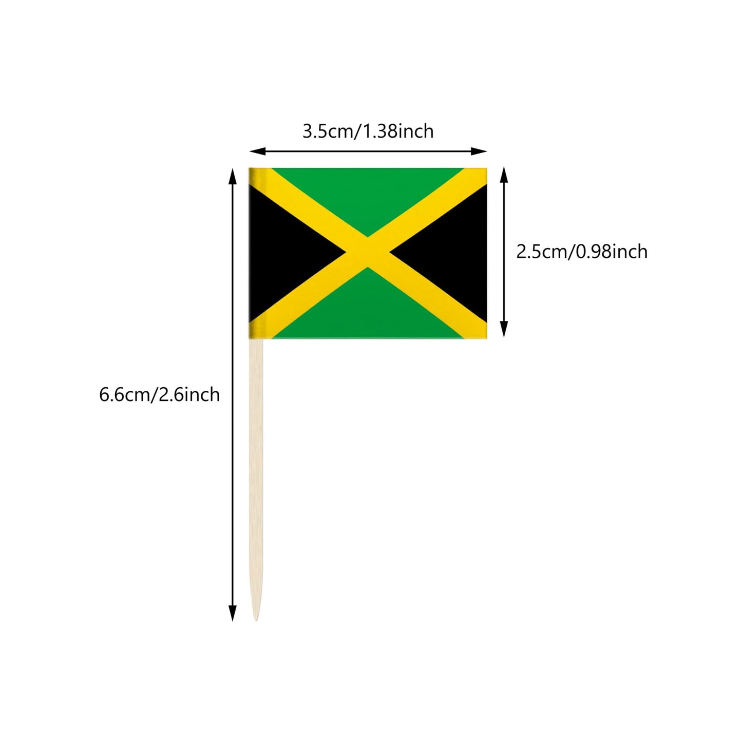 100 Pack Jamaica Flag Toothpicks