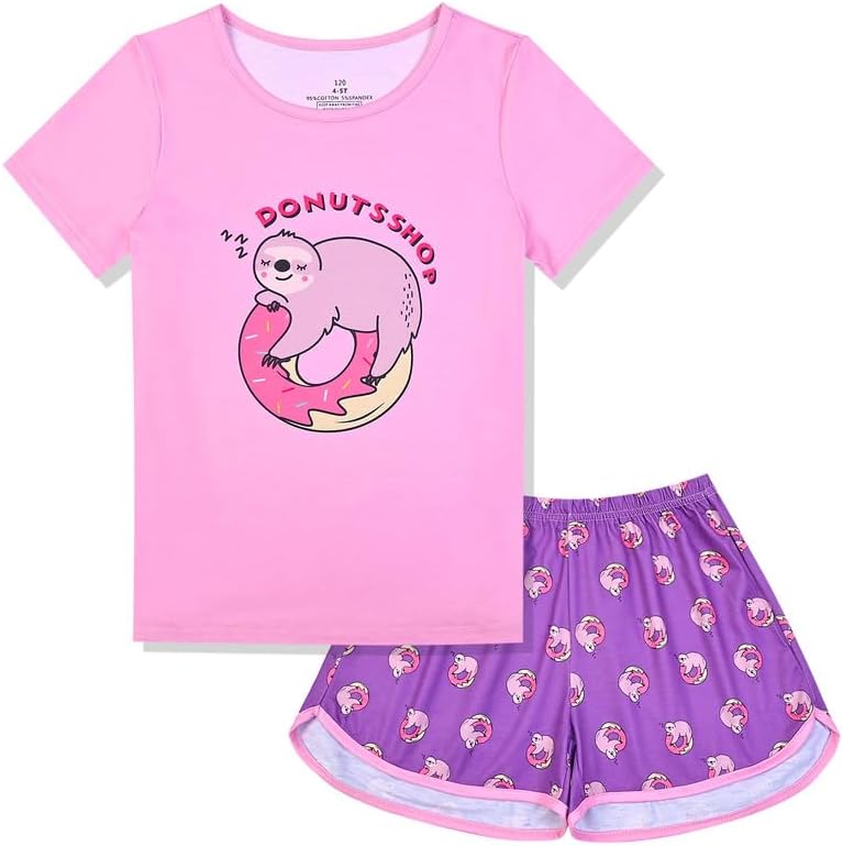 Girls Short-Sleeved Two-Piece Pajamas Set