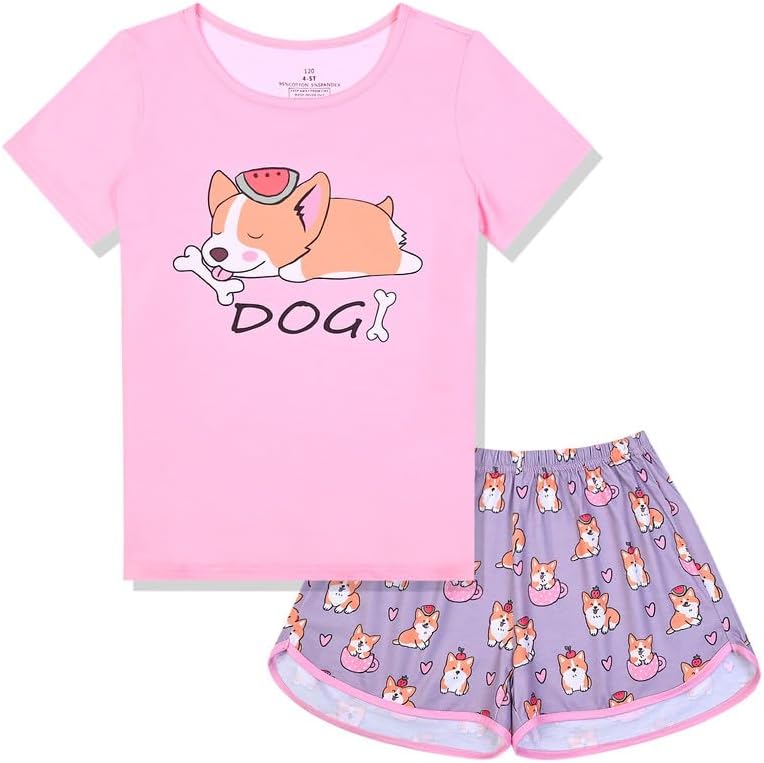 Girls Short-Sleeved Two-Piece Pajamas Set