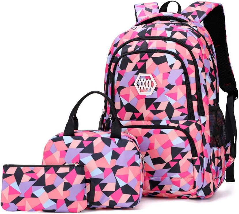 Geometric Print Kids Backpack for Girls Boys School Bag Bookbags