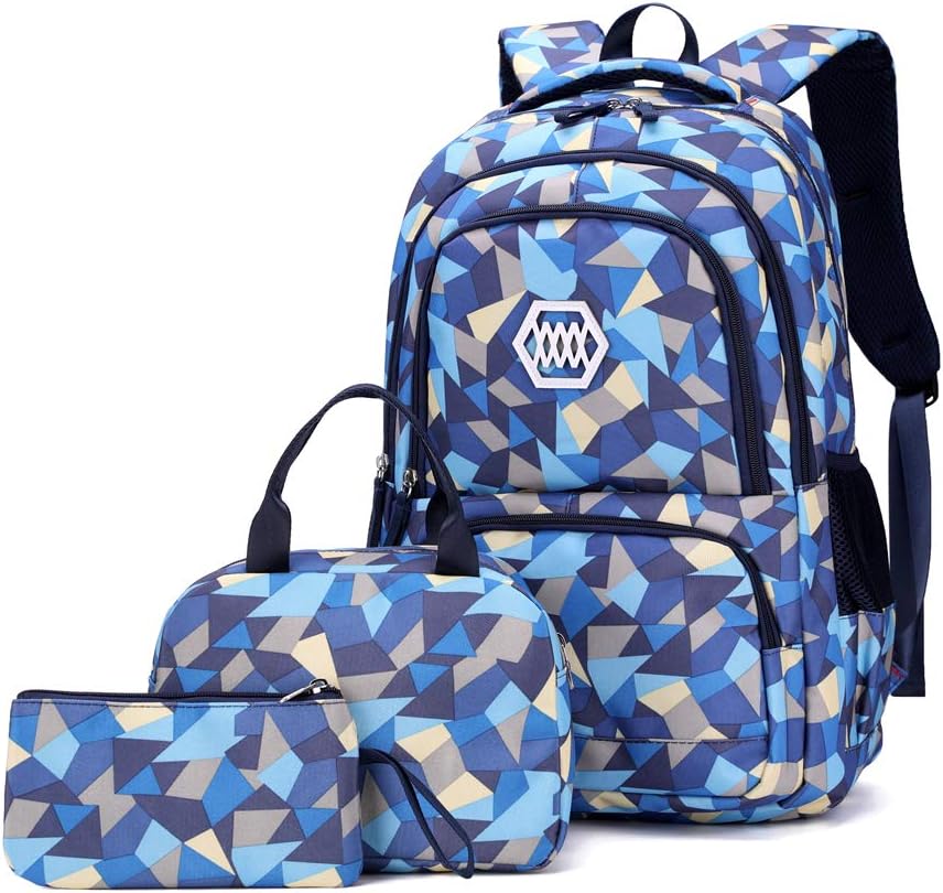 Geometric Print Kids Backpack for Girls Boys School Bag Bookbags