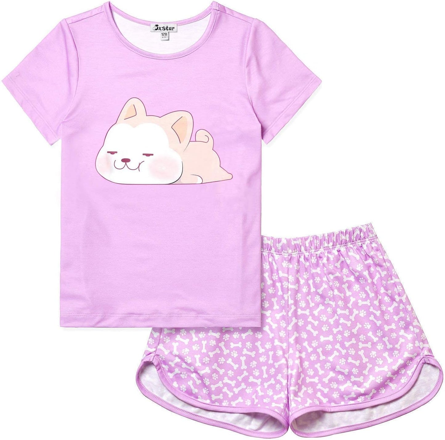 Girls Short-Sleeved Two-Piece Pajamas Set