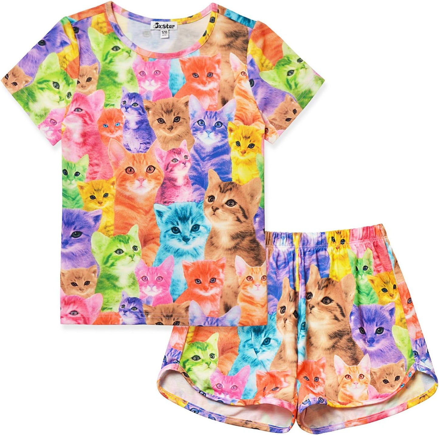 Girls Short-Sleeved Two-Piece Pajamas Set