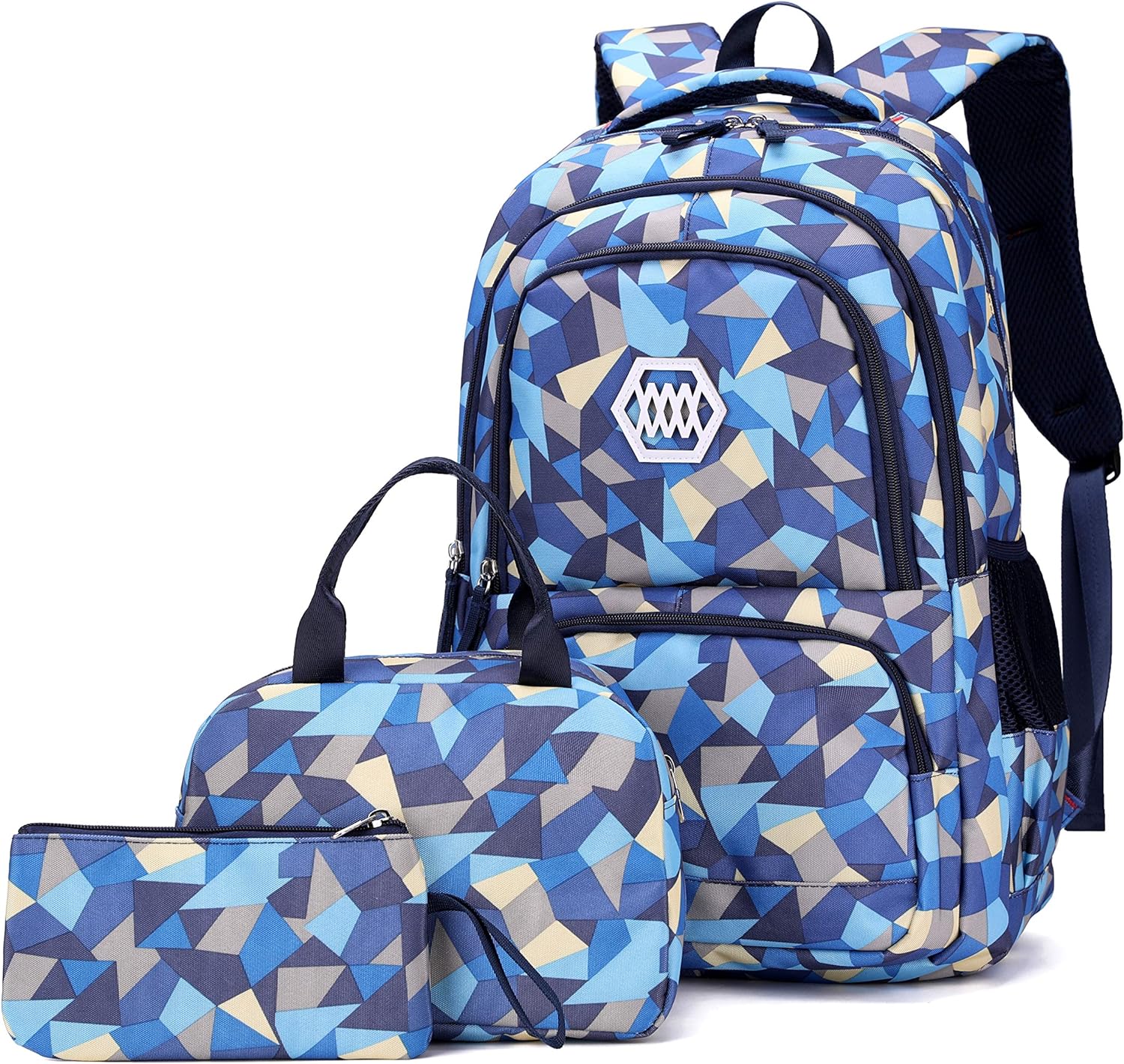 Geometric Print Kids Backpack for Girls Boys School Bag Bookbags