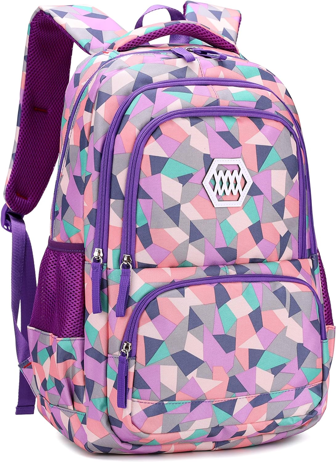 Geometric Print Kids Backpack for Girls Boys School Bag Bookbags