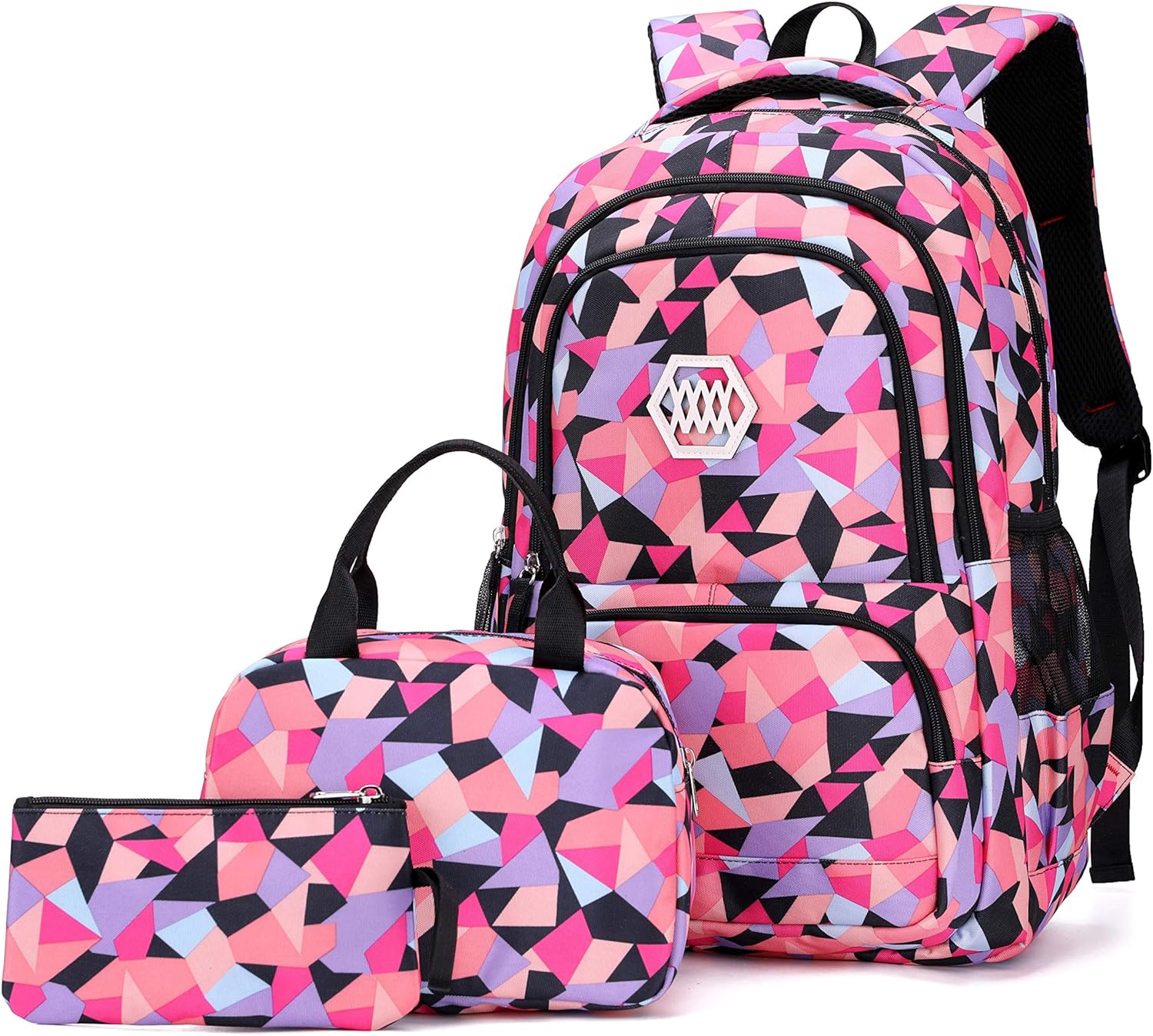 Geometric Print Kids Backpack for Girls Boys School Bag Bookbags