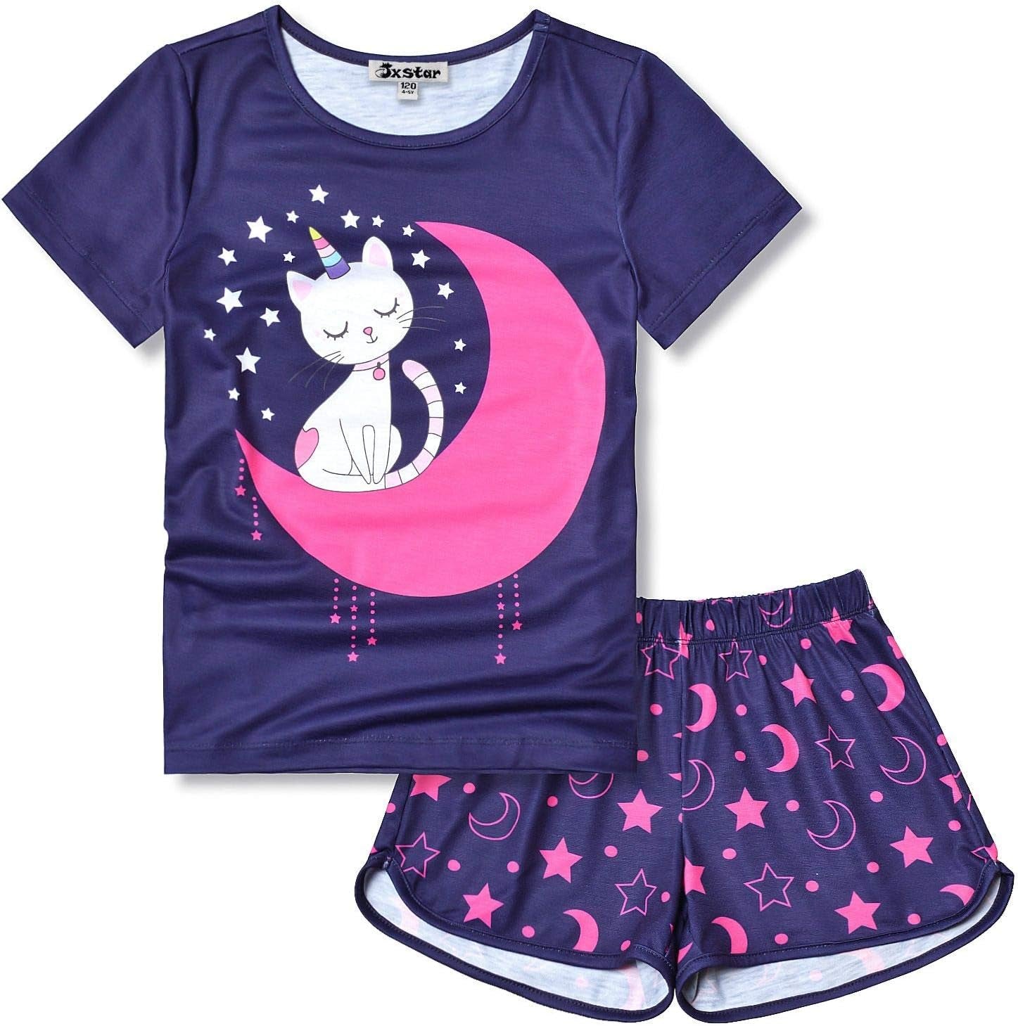 Girls Short-Sleeved Two-Piece Pajamas Set