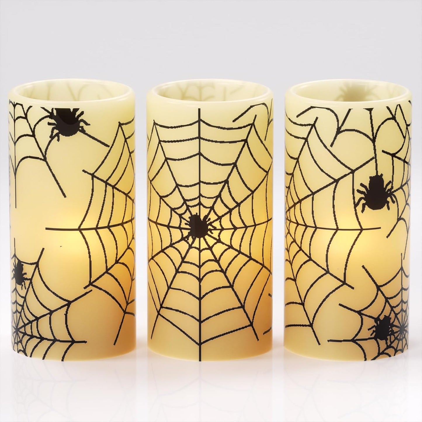 Halloween Flameless Flickering Candles - multiple designs (D 3” X H 4” 5” 6”)