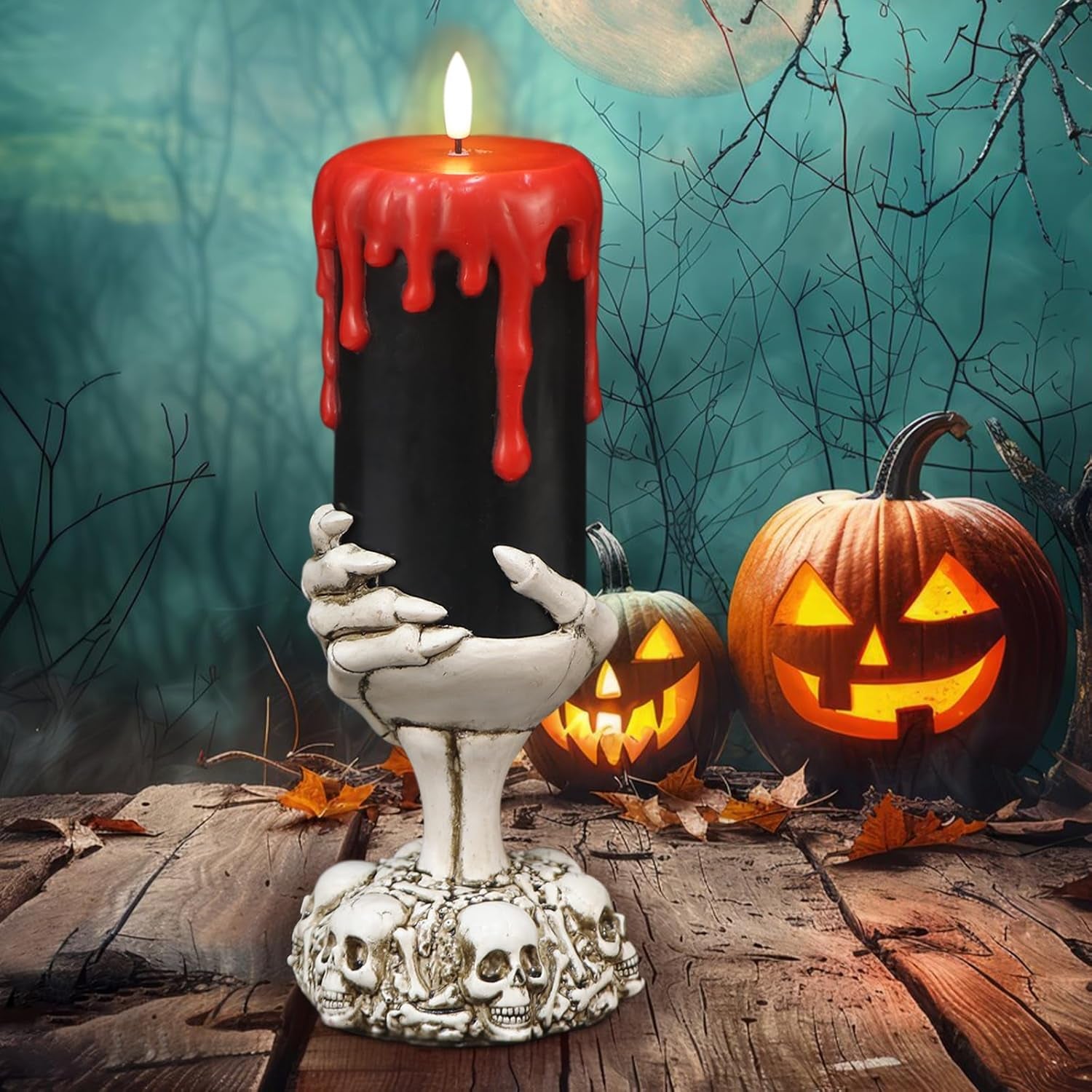 Halloween Flameless Flickering Candles - multiple designs (D 3” X H 4” 5” 6”)